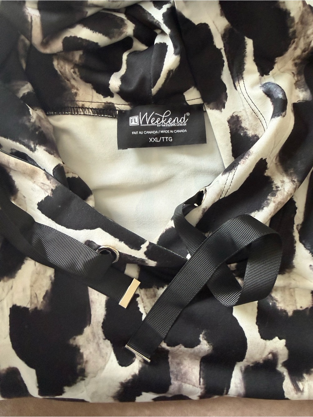 Frank Lyman Weekend XXL Abstract Animal Print Hoodie Tunic Pullover - Picture 4 of 5